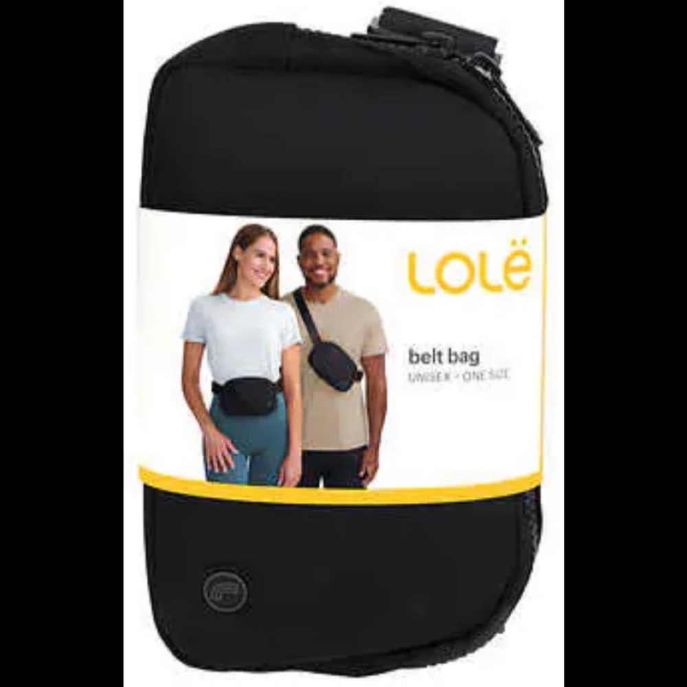 Brand New Lole belt bag in black with adj strap